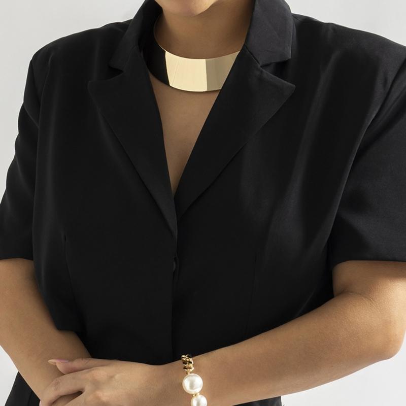 Женское панк хип-хоп ожерелье, преувеличенный металлический проволочный торк, чокер, золото/серебро, широкая гладкая цепь, шейное украшение