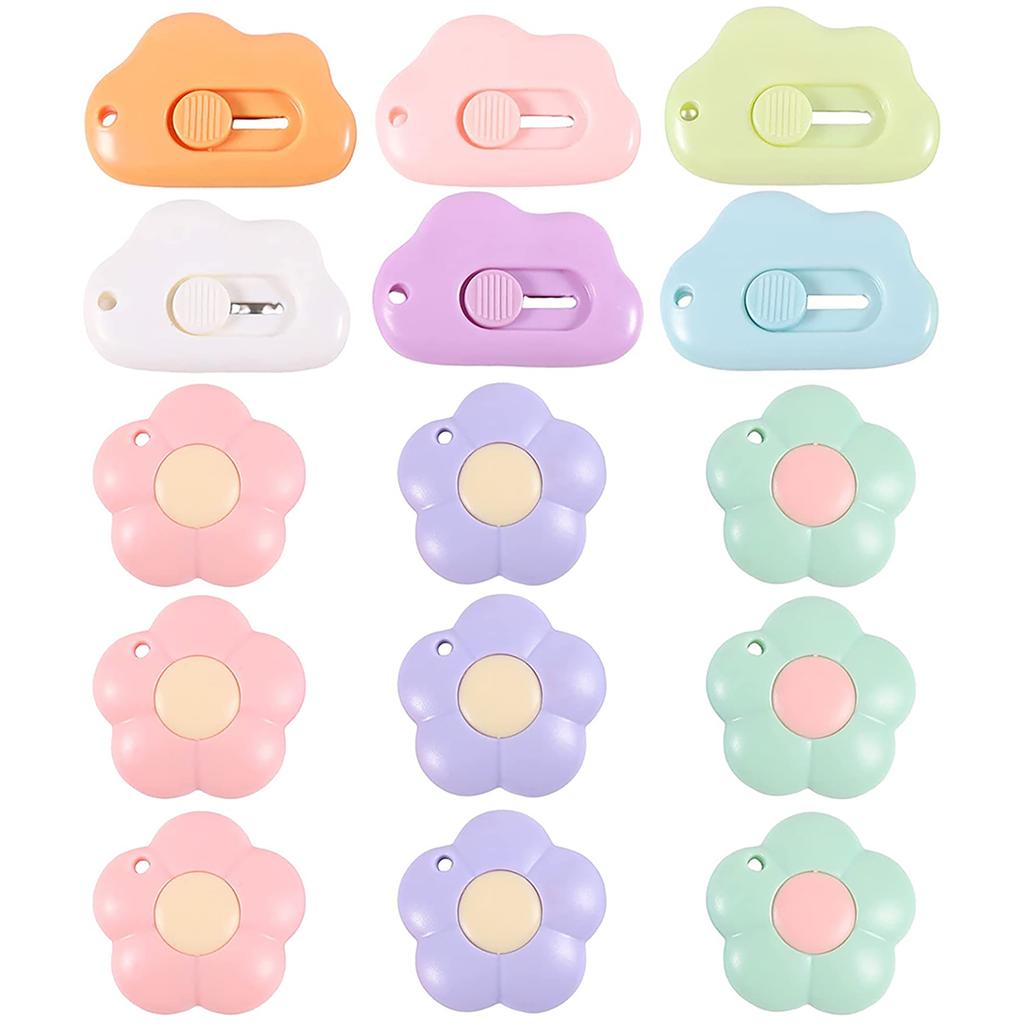 15pcs Mini Utility Knife Cute Portable Flower Cloud Box Cutter Letter Opener Paper Cutting Knife For Home Office