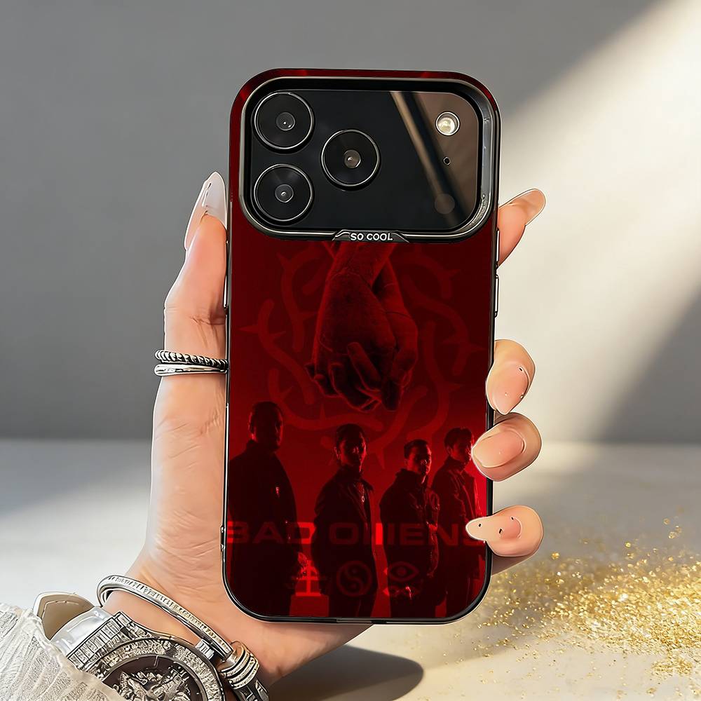 Чехол для телефона B-Bad O-Omens Band для iPhone17,16,15,14,13,12,11,Pro,MAX Серый Матовый Силиконовый Черный Чехол