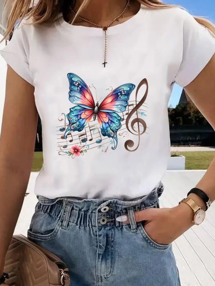 (Азиатский размер)  цветок милый тренд милый Графическая футболка Мода Т Одежда Женский топ Принт Женский Повседневный Футболки с коротким рукавом