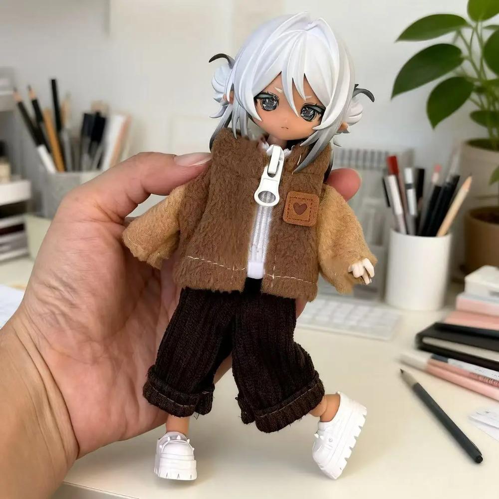 Набор зимней одежды для кукол 1/8 1/12 OB11 BJD - Милый теплый наряд горничной из плюша, аксессуары для переодевания кукол (Только Одежда)