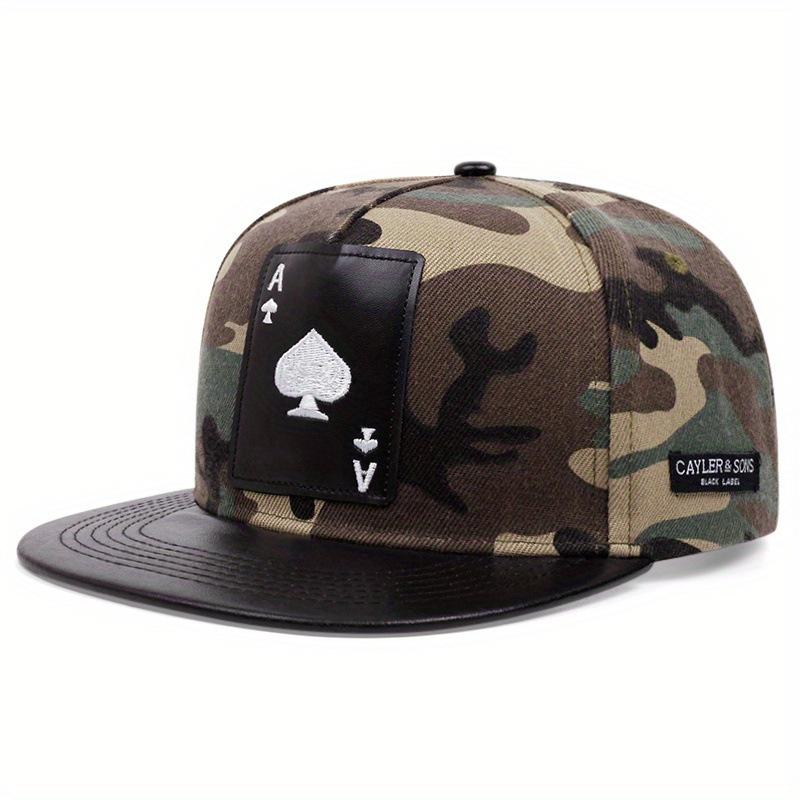 1pc Pu Leather Playing Card Baseball Caps for Women Men,Outdoor Adjustable Casual Heart K Embroidery Hip-hop Caps Sunscreen Hat