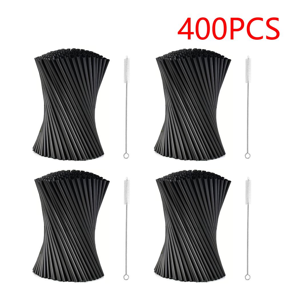 Cocktail Straw with Straw Brush Beverage Drink Tube Flexible Plastic Straw Wedding Party Supplies