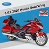 Масштаб 1/12 Welly 2020 Honda Gold Wing, литая под давлением модель мотоцикла, сверхмощный дорожный мотоцикл, коллекция игрушечных автомобилей из сплава, подарок для детей