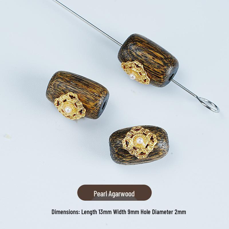 Exquisitely Carved High-Color Retention Agarwood Beads Bracelet - DIY Cultural Play Accessories