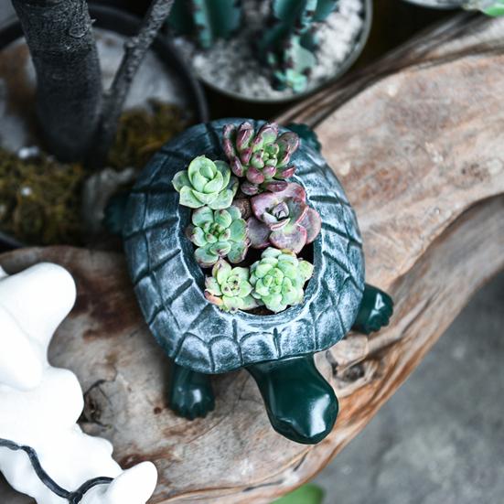 Turtle Succulents Planter Resin Animal Flower Pot Tabletop Decoration Turtle Statue Planter for Garden Home Indoor Outdoor Use