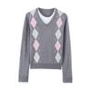 U Cross European Style 2026: New Fashionable Diamond Pattern Jacquard Knit Two-Piece for Women.