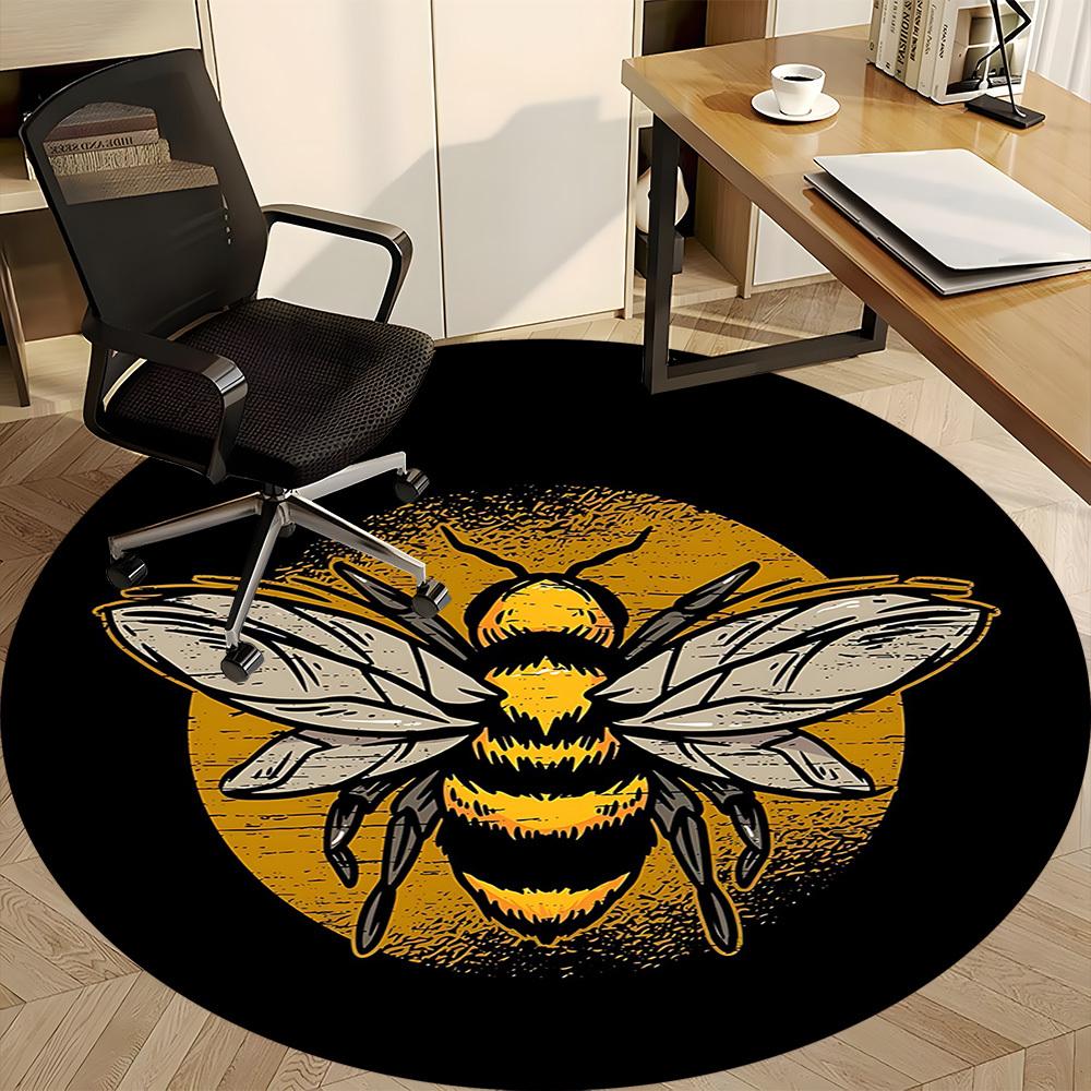 1pc Bee Honey Office Round Area Rug,  Mat Suitable For Office, Under Office Chairs Bedroom Living Room Home Decor, Room Deco