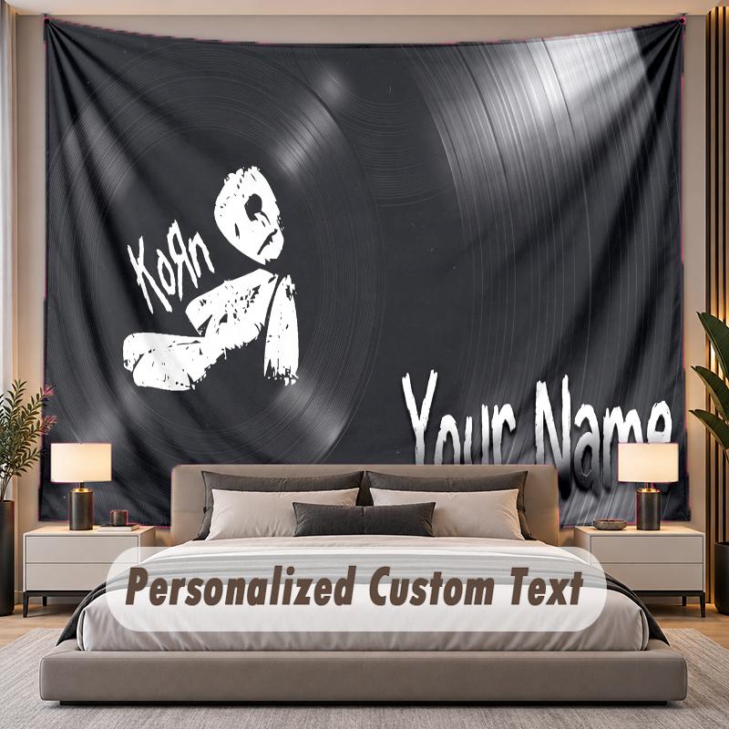 Custom Name Text Tapestry Korn Personalized Polyester Wall Tapestry For Bedroom And Room