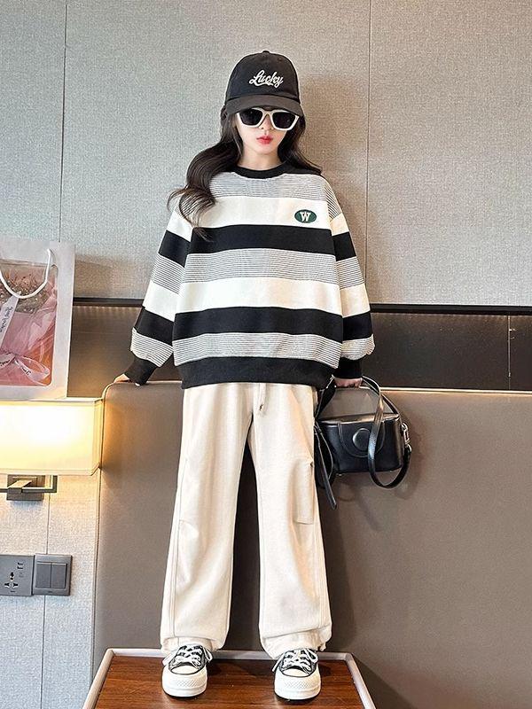 Весна и осень 2023 года, модный свободный свитер и топ для детей