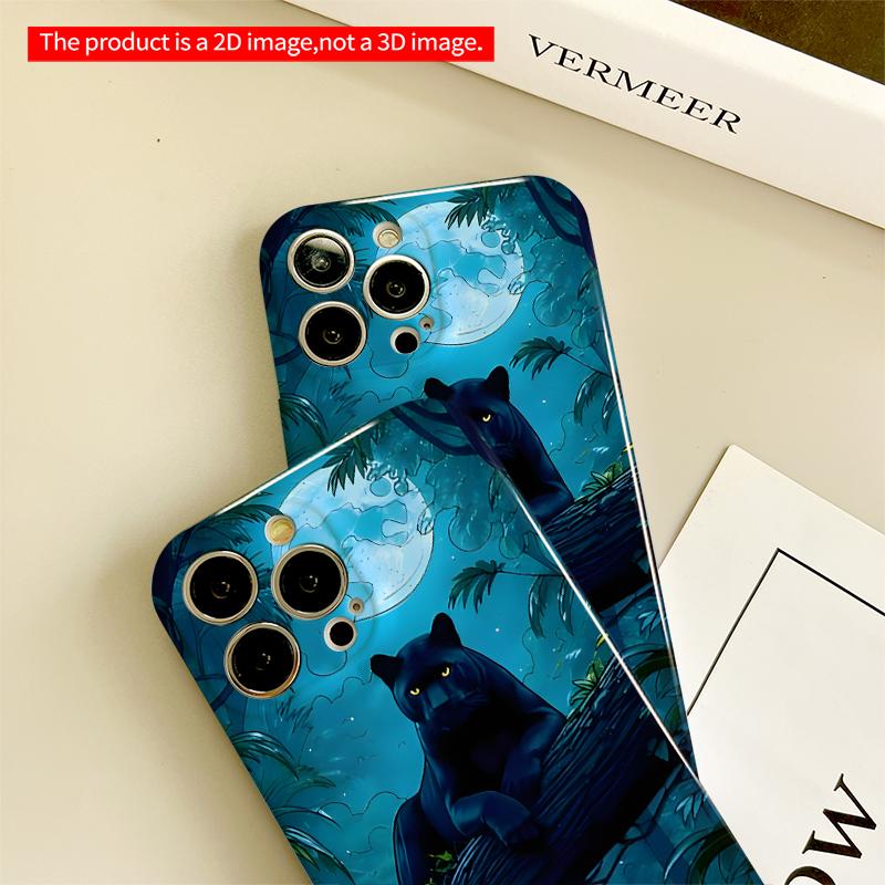 2DFlat Moonlit Panther in Jungle Night All inclusive film hard iPhone case, compatible with iPhone 18 Pro Max 17 16 15 14 13 12 11