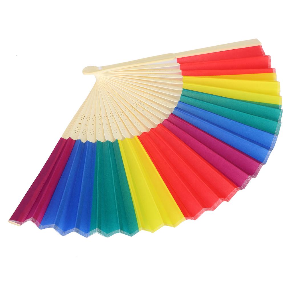 6 шт. 21 см ручной веер в стиле ретро, бамбуковый каркас, радужный складной веер для декора