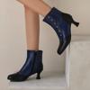 Women's High-heeled Short Boots Autumn and Winter New Retro Color-matching Large-size Short Boots