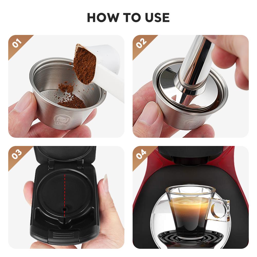 Многоразовая кофейная капсула-чашка, совместимая с Nescafe Dolce Gusto Lumio, с многоразовым фильтром, корпус из нержавеющей стали, крышка оригинального дизайна