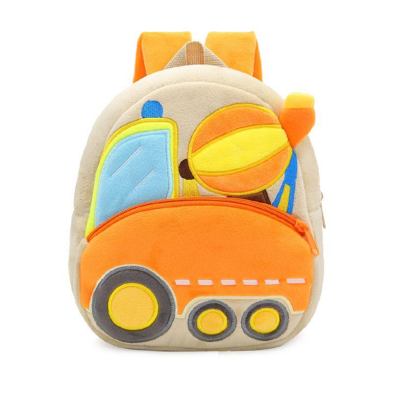 Adorable Kids Plush Backpack With Cartoon Excavator Design For Toddlers And Kindergarten