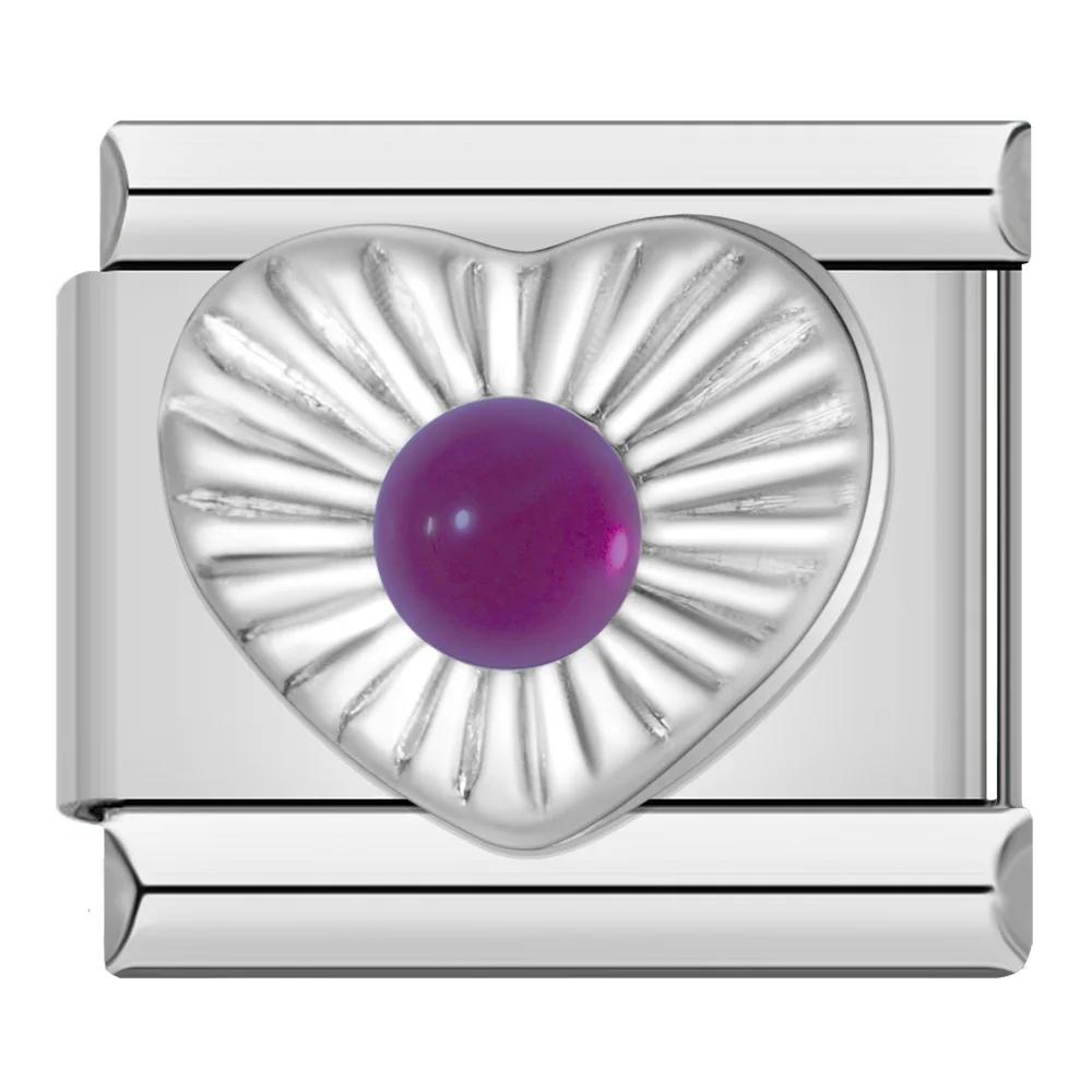 2023 Мода Сердце Эллиптический Прямоугольник CZ Шарм Итальянские Звенья Подходит Для Браслета 9 мм Из Нержавеющей Стали Изготовление Ювелирных Изделий DJ692