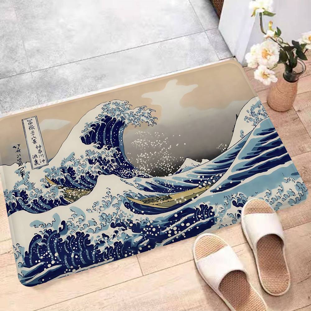 The Great Wave Off Kanagawa Room Mats Retro Multiple Choice Living Room Kitchen Rug Non-Slip Welcome Rug