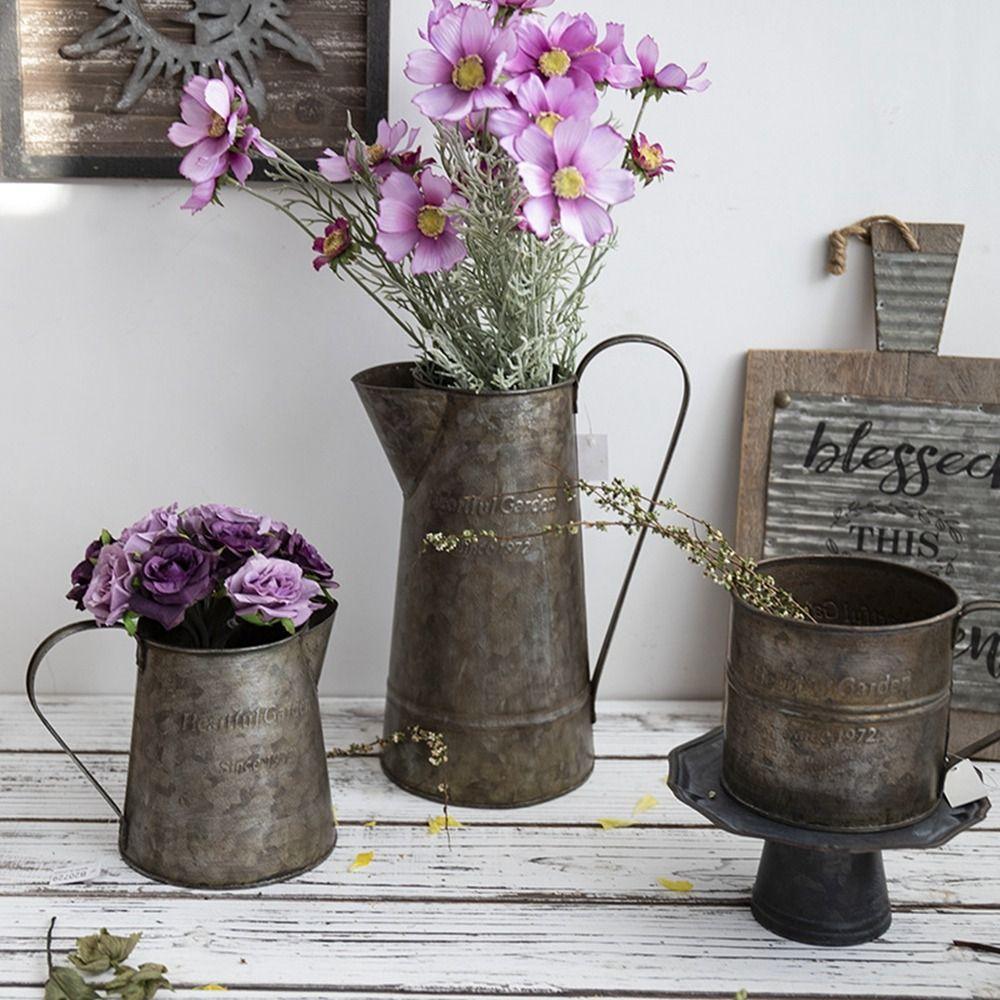 Декоративная витрина в литературном стиле с английской печатью, чашка, посуда для питья, железное ведро для цветов, ваза