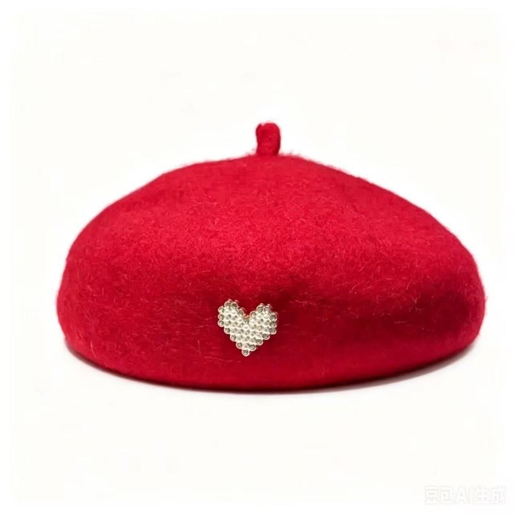 Heart Shape Plain Cap Warm Felt Berets Fashion French Artist Hat Lady
