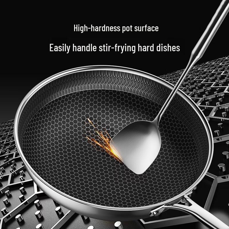 KOBACH 30cm 316L Stainless Steel Non-stick Flat Bottom Wok