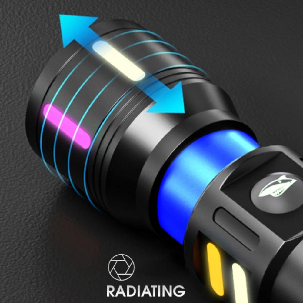 New High Power Led Flashlight Portable Zoom Torch Light USB Rechargeable Flashlights Tactical Lantern Strong Light Fishing Lamp