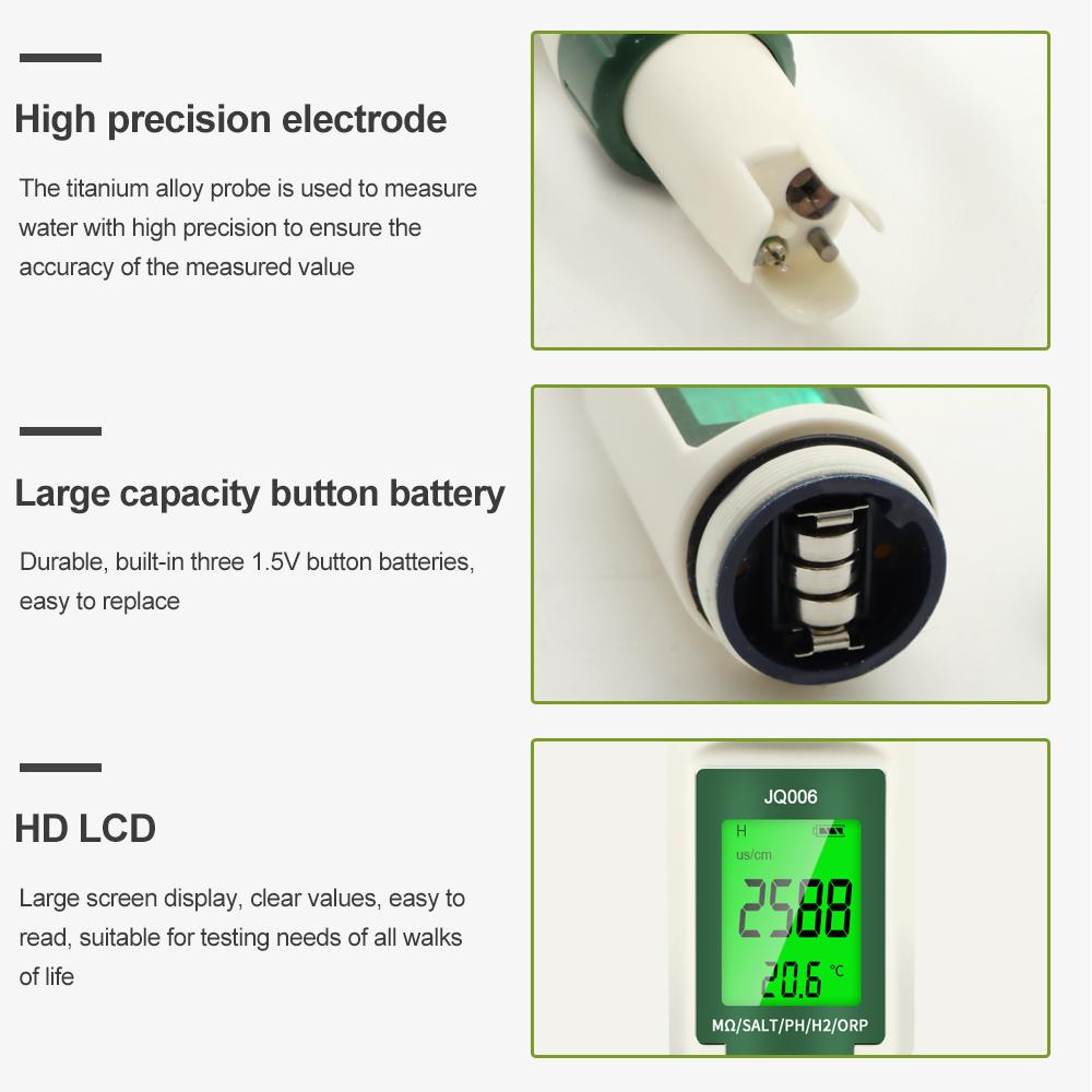 Цифровой pH-метр 10 в 1, сопротивление/питательный раствор, плодородие/H2/температура/ОВП/EC/TDS/соленость/SG/PH-метр, тестер качества воды