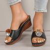 Fashion Vintage Flower Wedge Heels Sandals Women Lightweight Plus Size 36-43 Thick Sole Slippers Woman 2025 Comfortable Summer Sandles