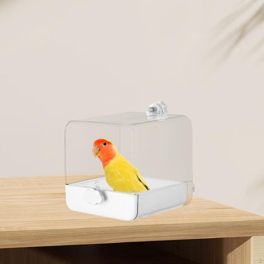 Bird Bath Box Caged Parrot Bathing Tub Cage Accessory Shower Bowl House for