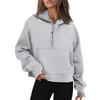 Women Trendy Half Zipper Casual Streetwear Y2K Hooded Sweatshirts Female Solid Loose Long Sleeve Fleece Thick Pullover Hoodies
