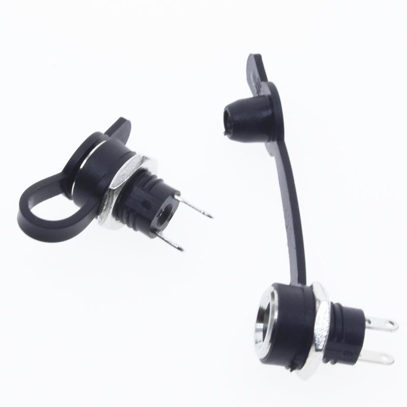 DC-022B Copper DC Power Socket 5.5x2.1/5.5x2.5mm with Nut, 2 Pins