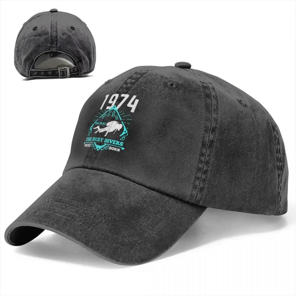 Мужская бейсболка стираная 1974 Born Trucker Snapback Ковбойские кепки Dad Hat Дайвинг Подводное плавание Гольф шляпы