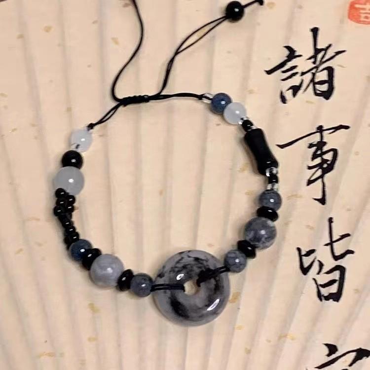 High-end Black Beaded Bracelet Exquisite Chinese Style Resin Stone