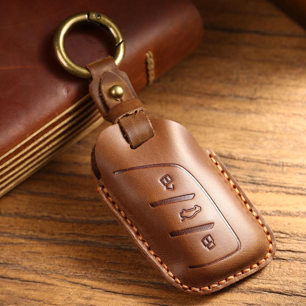 Genuine Leather Handmade Key Case for Roewe RX5Plus, I5, and i6Max, MG5 Car Models.