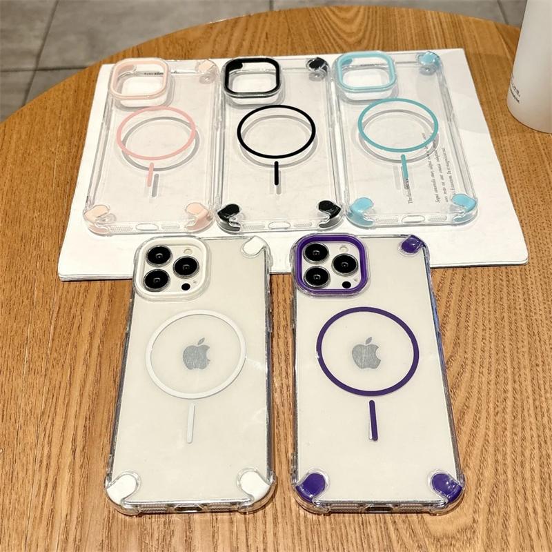 Роскошный прозрачный магнитный чехол Magsafe для iPhone 16 15 11 12 13 14 Pro Max Plus Armor противоударный мягкий силиконовый чехол