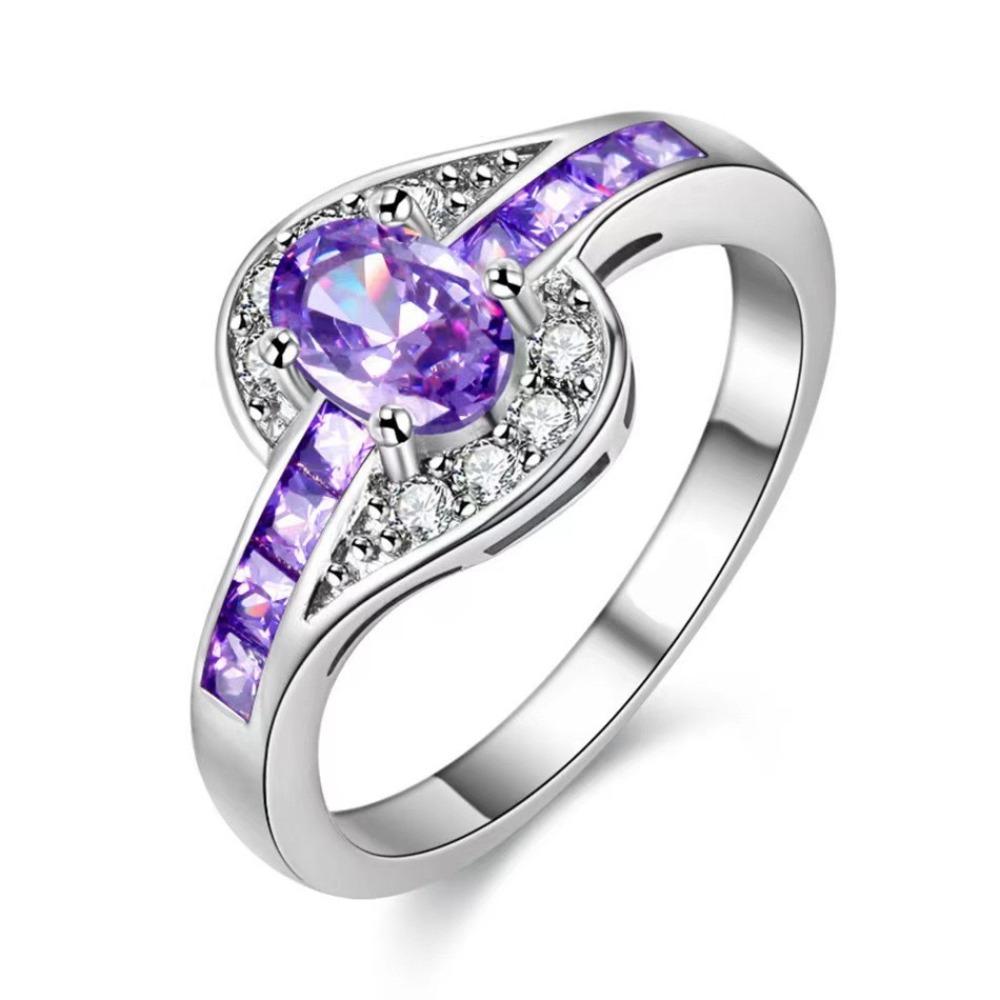 Elegant Ruby Rings for Women Fashionable Amethyst Diamond Rings European Style Jewelry