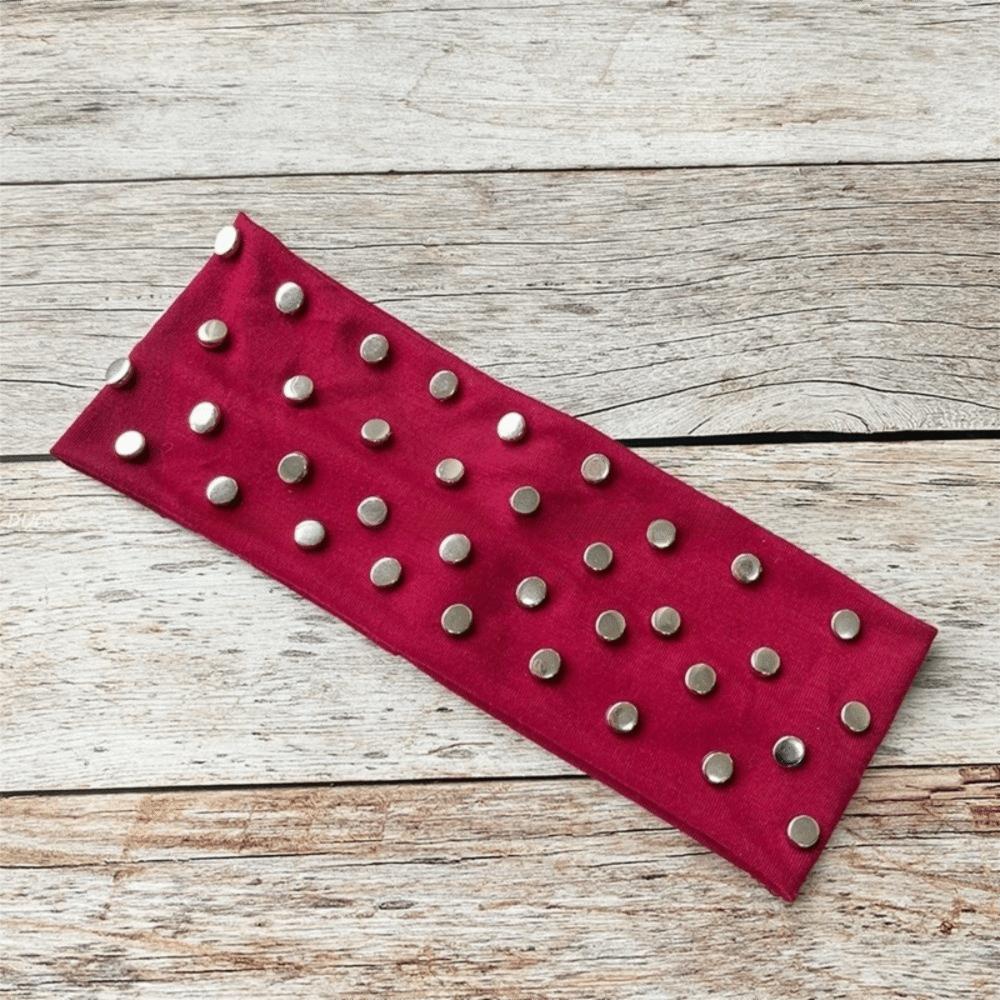 Solid Color Punk Headwrap Korean Style Elastic Hair Band Fashion Rivet Headbands Headwear