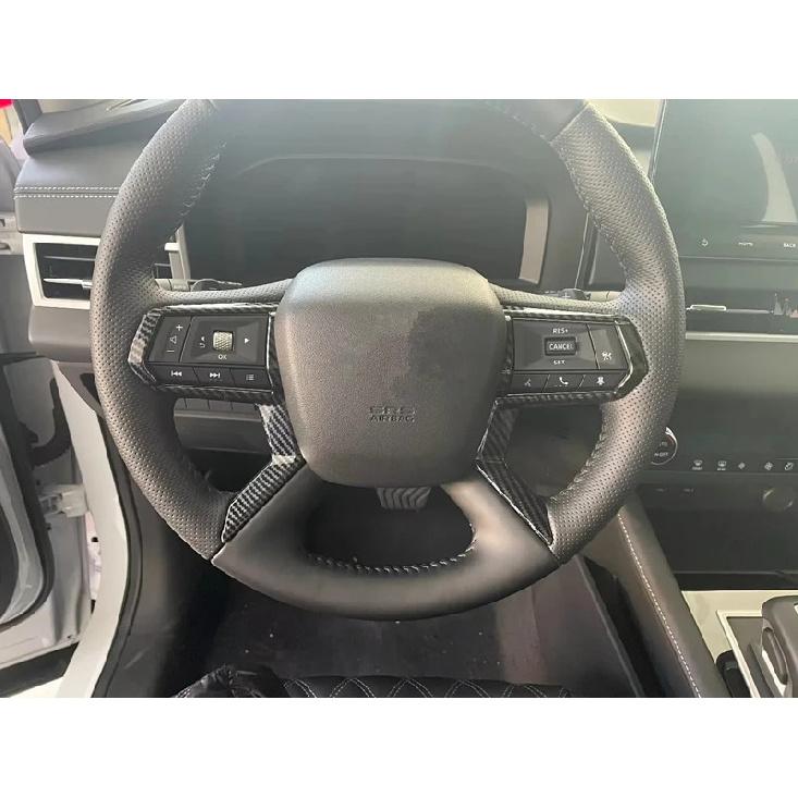 For Mitsubishi Outlander 2024 ABS Carbon Fiber Steering Wheel Button Frame Panel Trim Moulding Car Styling Accessories