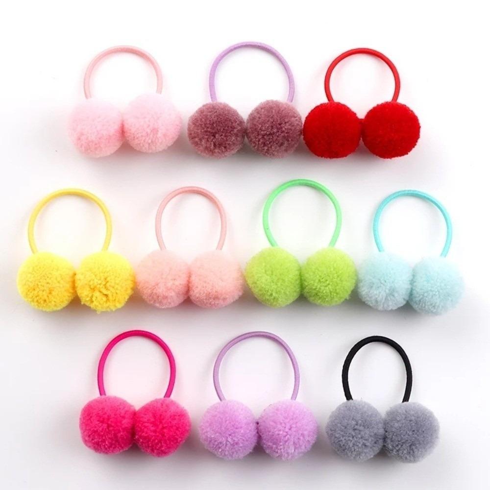 Double Fur Ball Hair Rope Set High Elasticity Hair Bands New Hair Scrunchies For Kids Girls