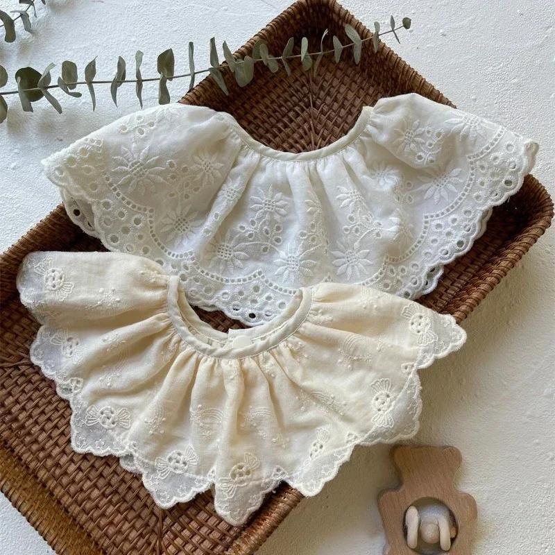 Baby Bib Lace Baby Accessories Korean Kids Lace Collar Cute Hollow Female Baby Bib Scarf Floral Infants Saliva Towel