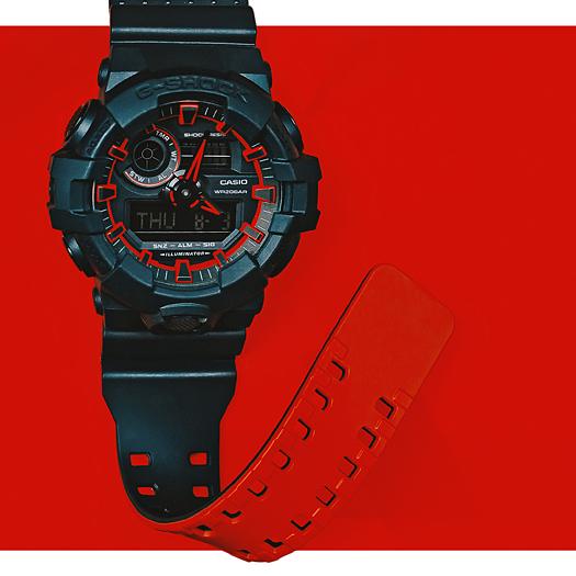 Casio Мужские кварцевые часы GA-700SE-1A4 из смолы, водонепроницаемые 200 м, аналоговые, ударопрочные