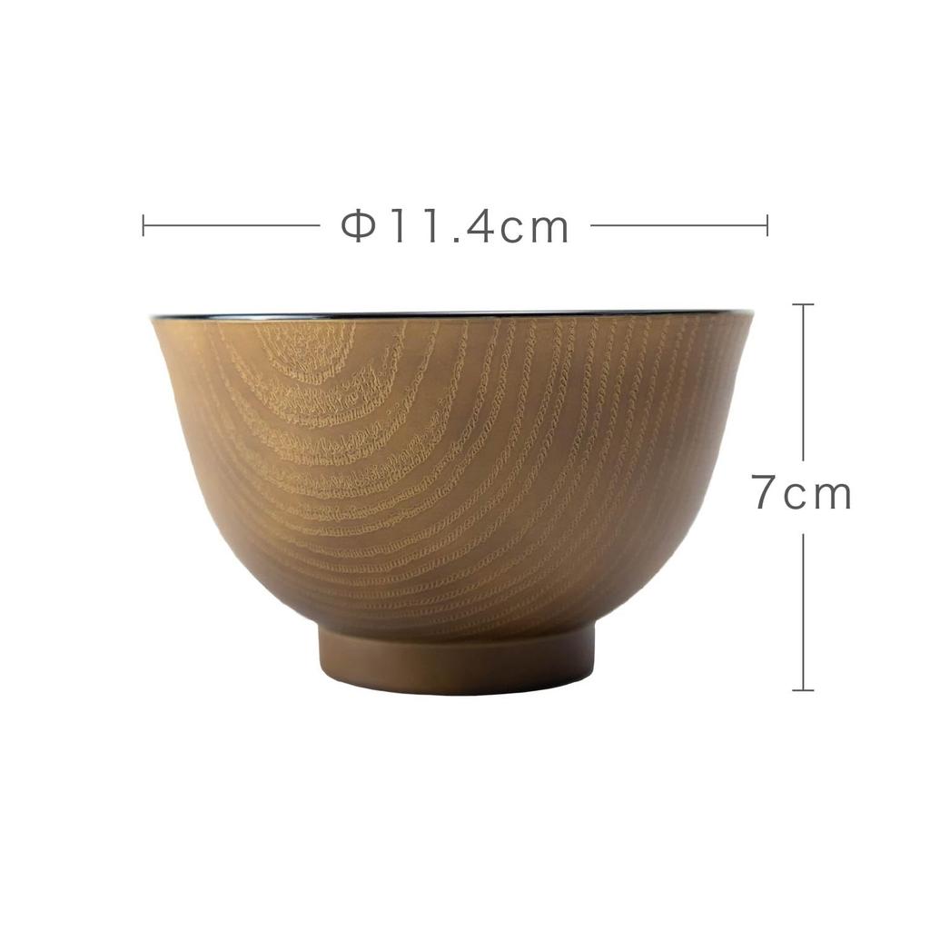 Asahi Koyo Feathered Wood Глянцевый Набор из Посудомоечной машины и Микроволновой печи Сделано в Миски, Зерно, Коричневый, 3, Безопасный, Япония, AZ23-12