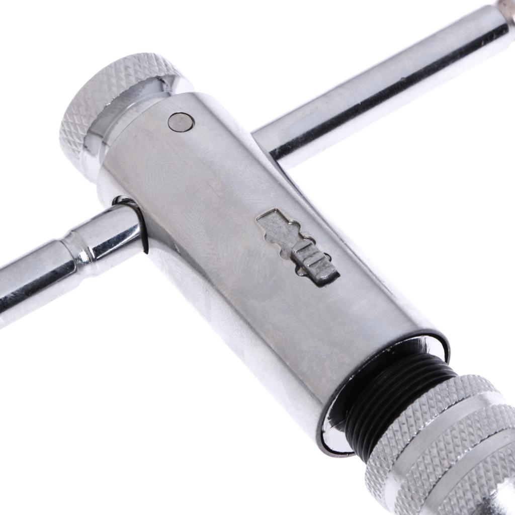Upgraded T-Handle Ratchet Tap Holder Wrench Adjustable with M3-M8 Metric Tread Tap Manual Tapping Accessories Alloy
