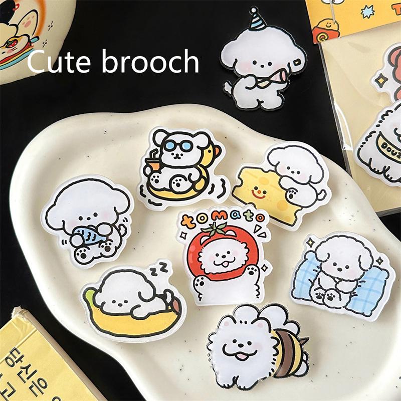 3 шт. Милая простая универсальная акриловая брошь, высококачественная брошь в виде щенка, мультяшный брелок для сумки, украшения, одежда, аксессуары, подарки