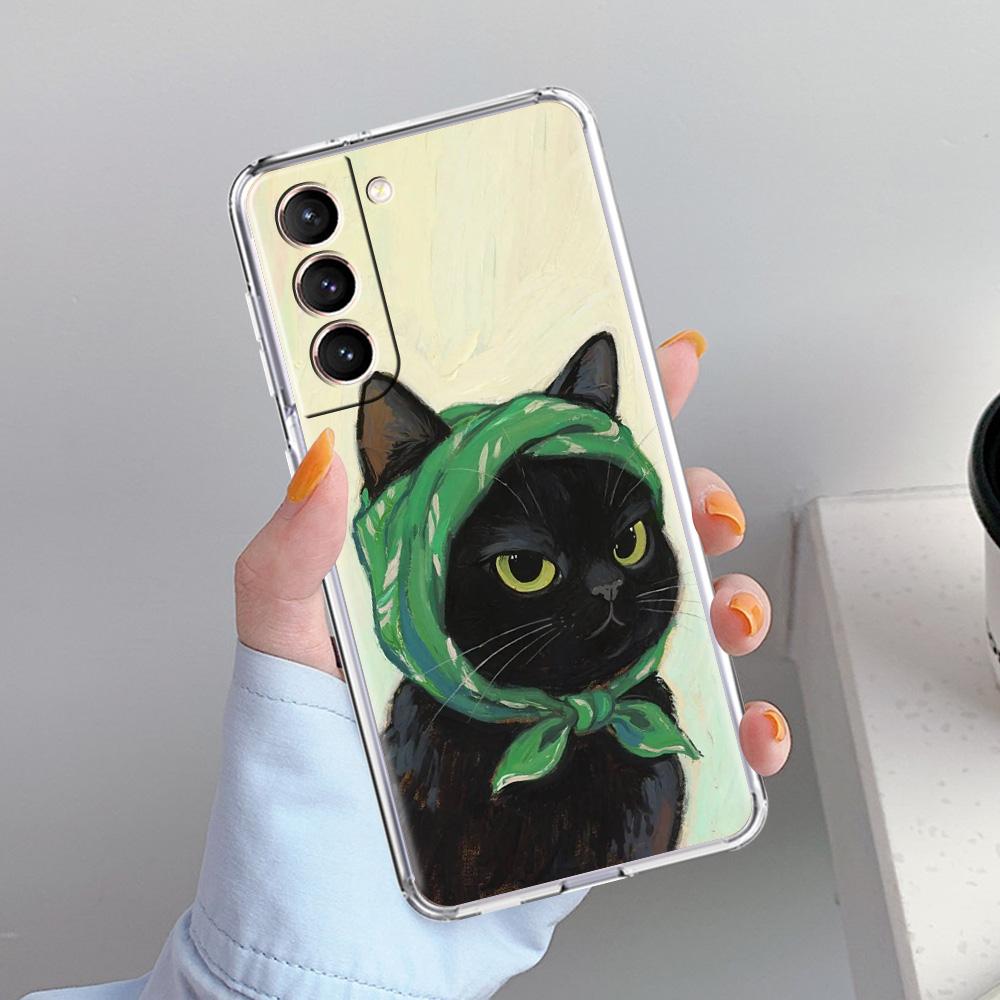 Чехол для телефона Samsung Galaxy S26 S25 S24 S23 S22 Ultra S20 S21 FE 5G Plus Мягкий прозрачный чехол Милый кот Играет Весело