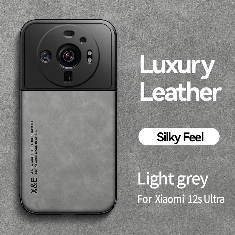 Чехол для Xiaomi Mi 12S Ultra, Кожаный чехол для телефона с магнитным держателем для автомобиля для Xiaomi Mi 12 S Ultra Mi12 S Ultra 6.73", Задняя крышка
