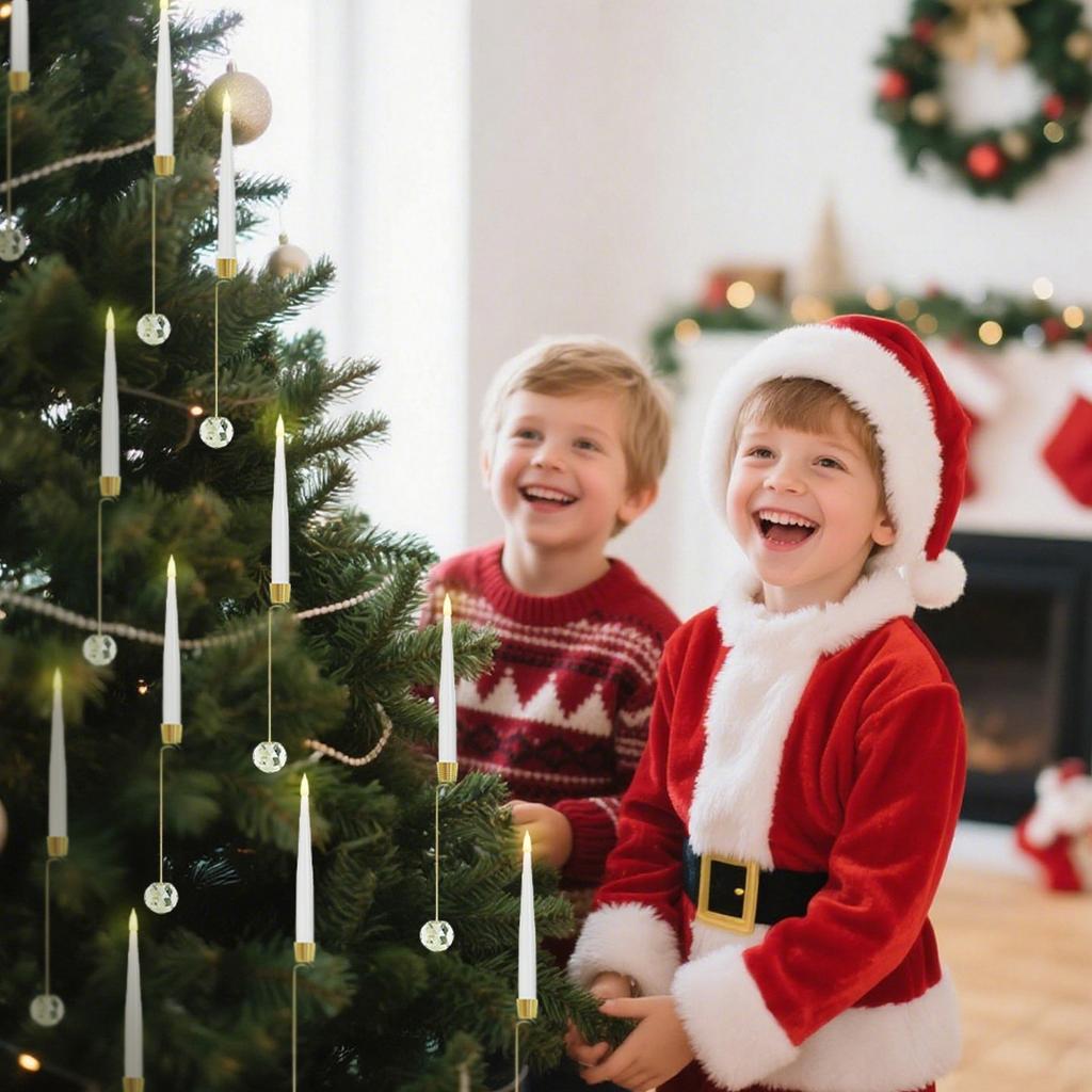 Flashing Short LED Taper Candles With12 Crystal Ball Hooks, Battery-operated Timer, Plastic Window, Flameless, Illuminated