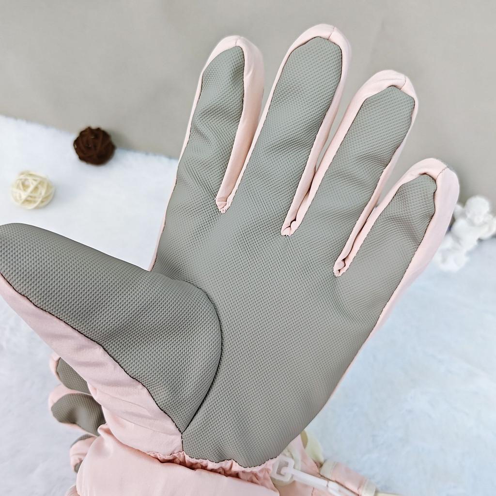 Ski gloves for women in winter cute fleece thickened touch screen warm cold and windproof electric car warm gloves