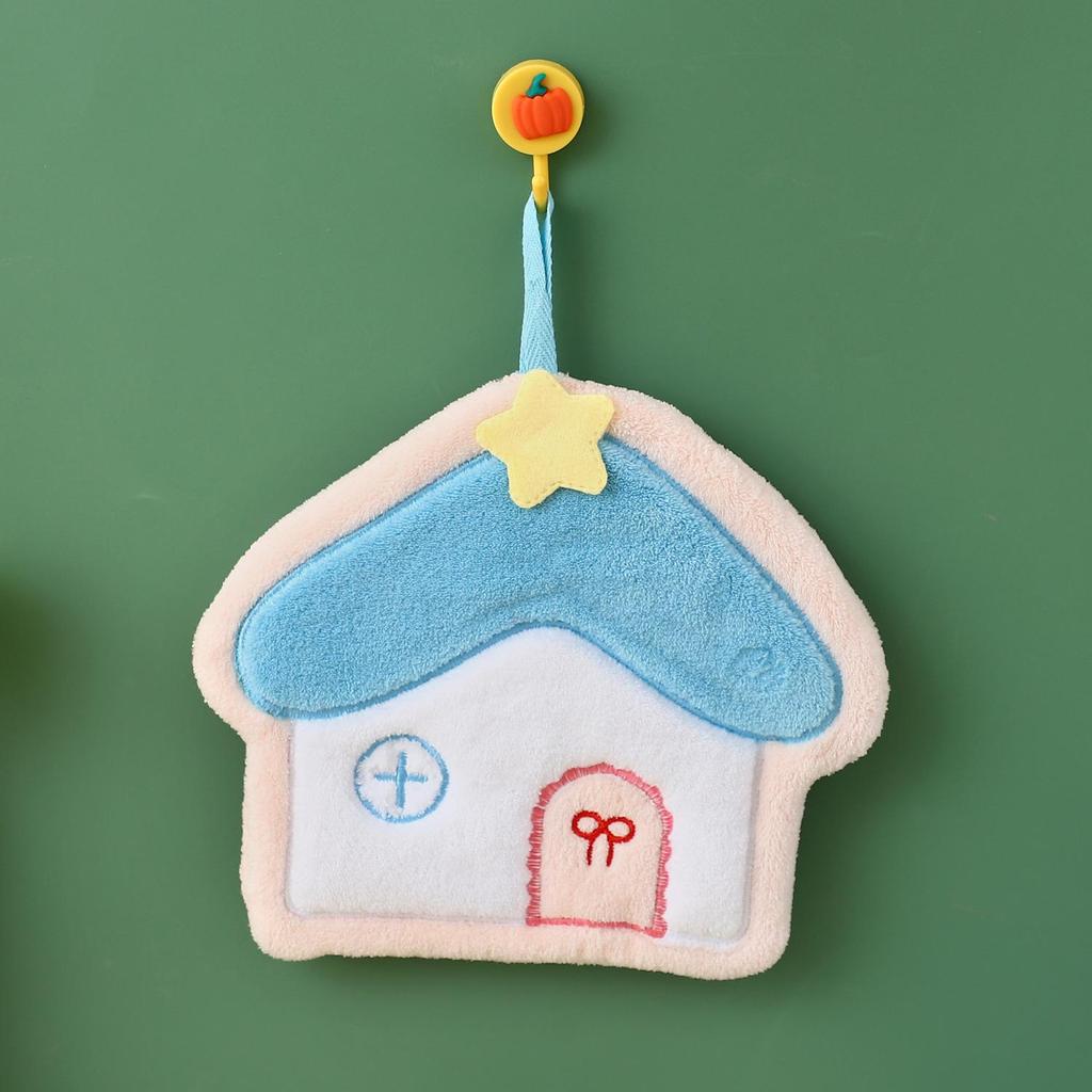 Cartoon Small House Quick-Dry Soft Hand Towel for Kitchen & Bathroom