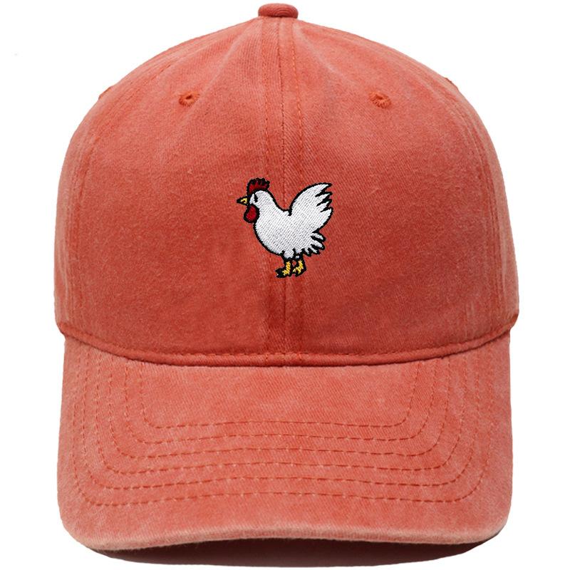 Fun Cock Embroidered Baseball Cap Animal Washed Vintage Daddy Hat Men's and Women's Casual Outdoor Sun Hat