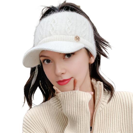Yousheng Женская бейсболка с удлиненным козырьком, пустая сверху, однотонная вязаная шапка, утолщенная плюшевая шапка из искусственного кроличьего меха